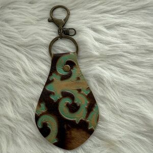 Navajo Embossed Leather Key Chain